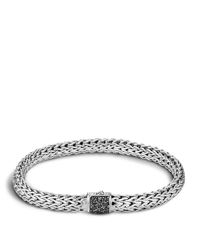 商品John Hardy|John Hardy Men's Classic Chain Sterling Silver Lava Medium Bracelet with Black Sapphires,价格¥7473,第1张图片