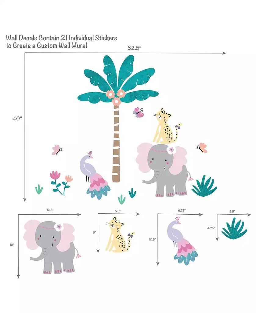 商品Bedtime Originals|Rainbow Jungle Colorful Animals/Tree Wall Decals/Stickers,价格¥127,第2张图片详细描述