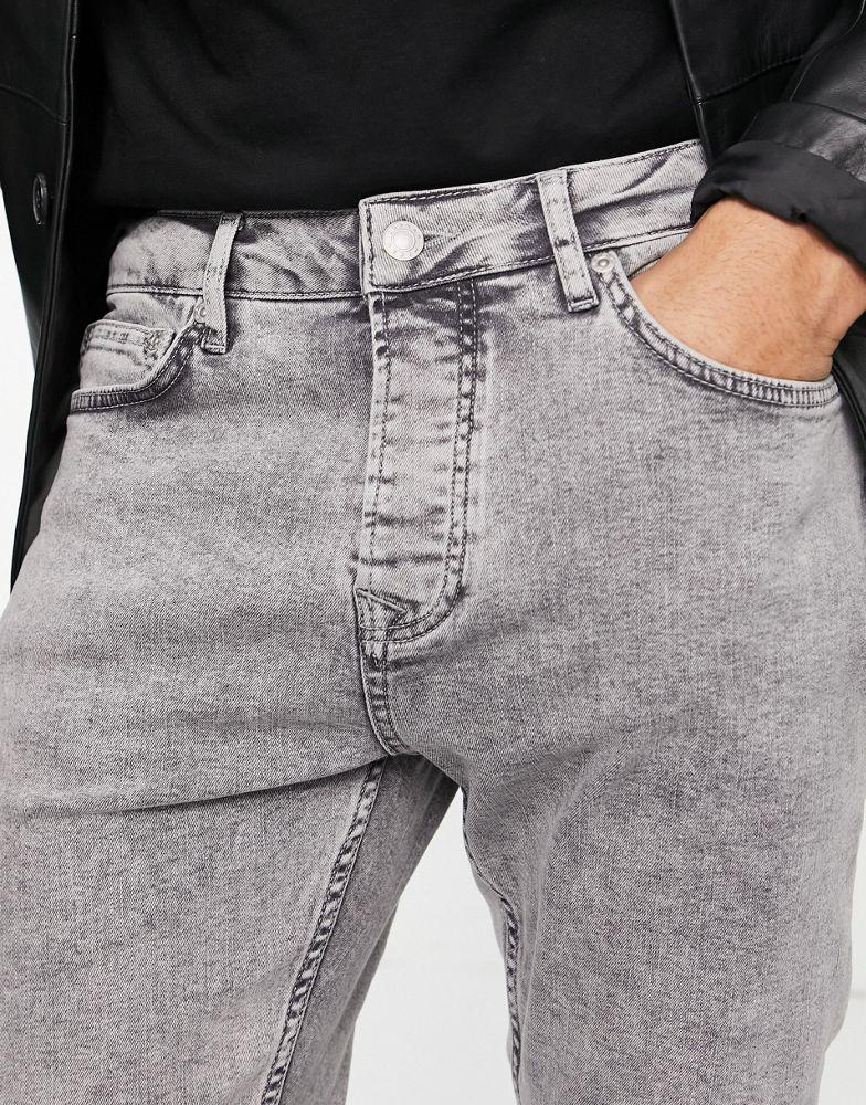 商品Topman|Topman tapered jeans in acid grey,价格¥211,第4张图片详细描述