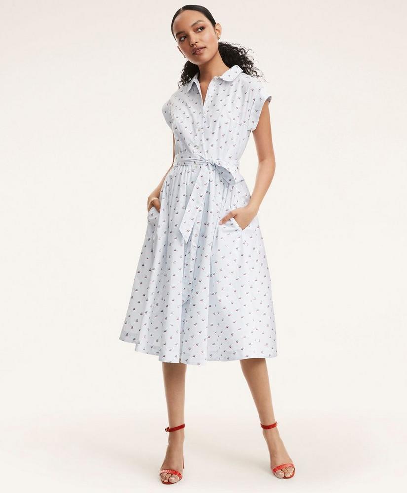 Cotton Jacquard Cherry Shirt Dress商品第1张图片规格展示