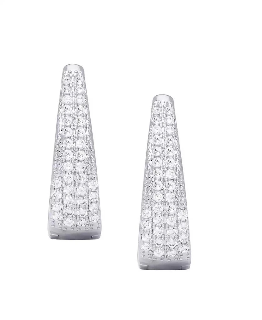 商品Macy's|Cubic Zirconia Pave Oval Hoop Earrings in Silver Plate,价格¥159,第3张图片详细描述