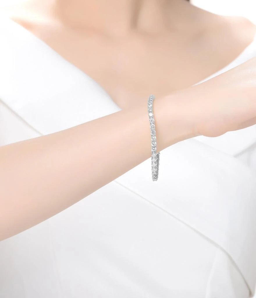 商品Rachel Glauber|Ra White Gold Plated Cubic Zirconia 4mm Tennis Bracelet,价格¥215,第2张图片详细描述