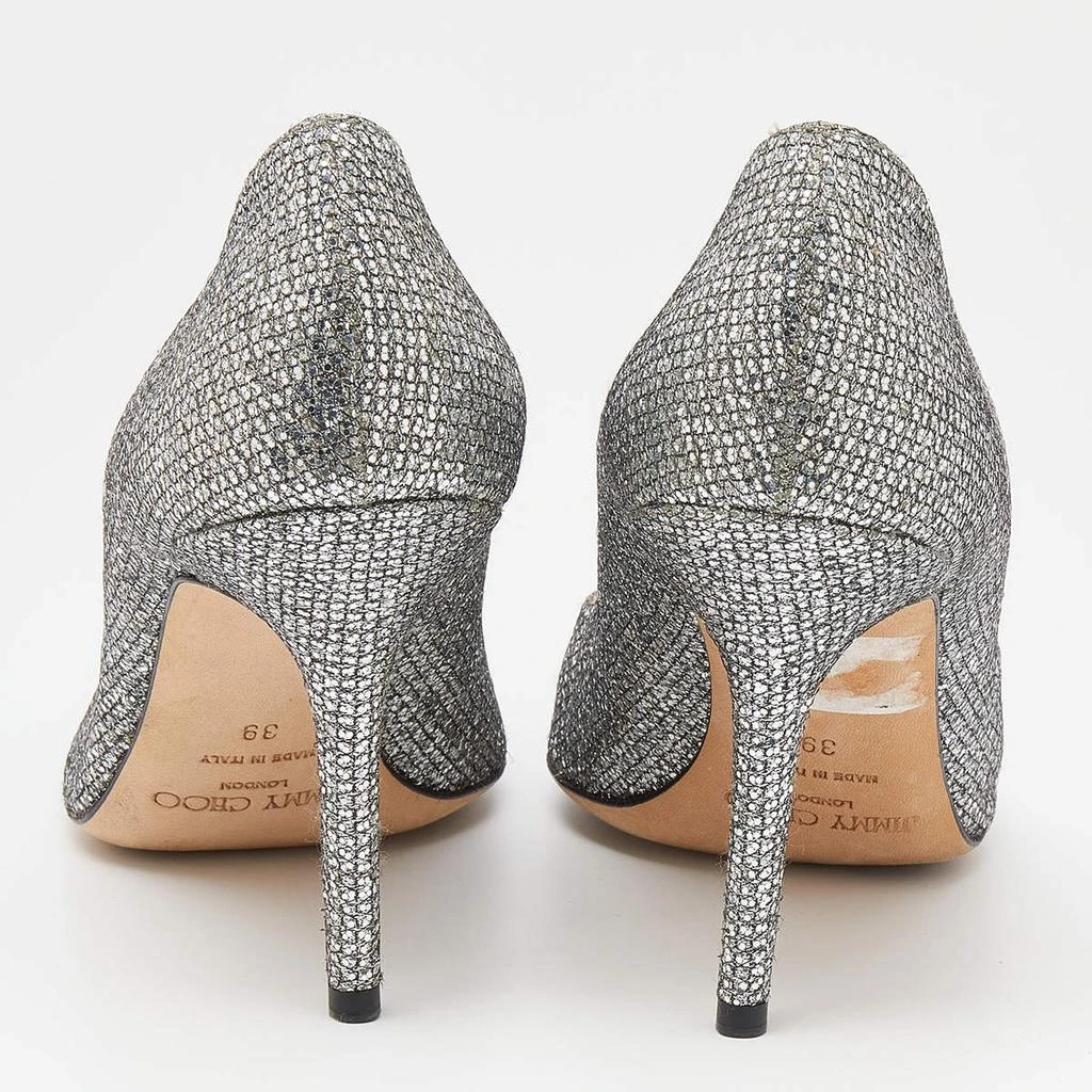 商品[二手商品] Jimmy Choo|Jimmy Choo Silver Glitter Crystal Bow Samba Pointed Toe Pumps Size 39,价格¥3443,第5张图片详细描述