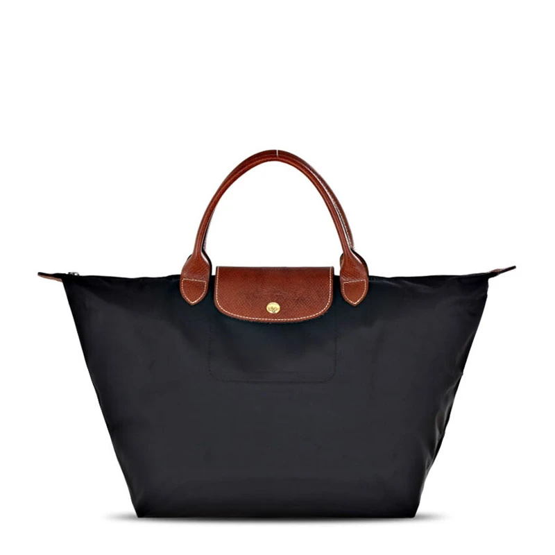 Longchamp 珑骧 女士短柄黑色中号尼龙折叠饺子包 1623089001 商品