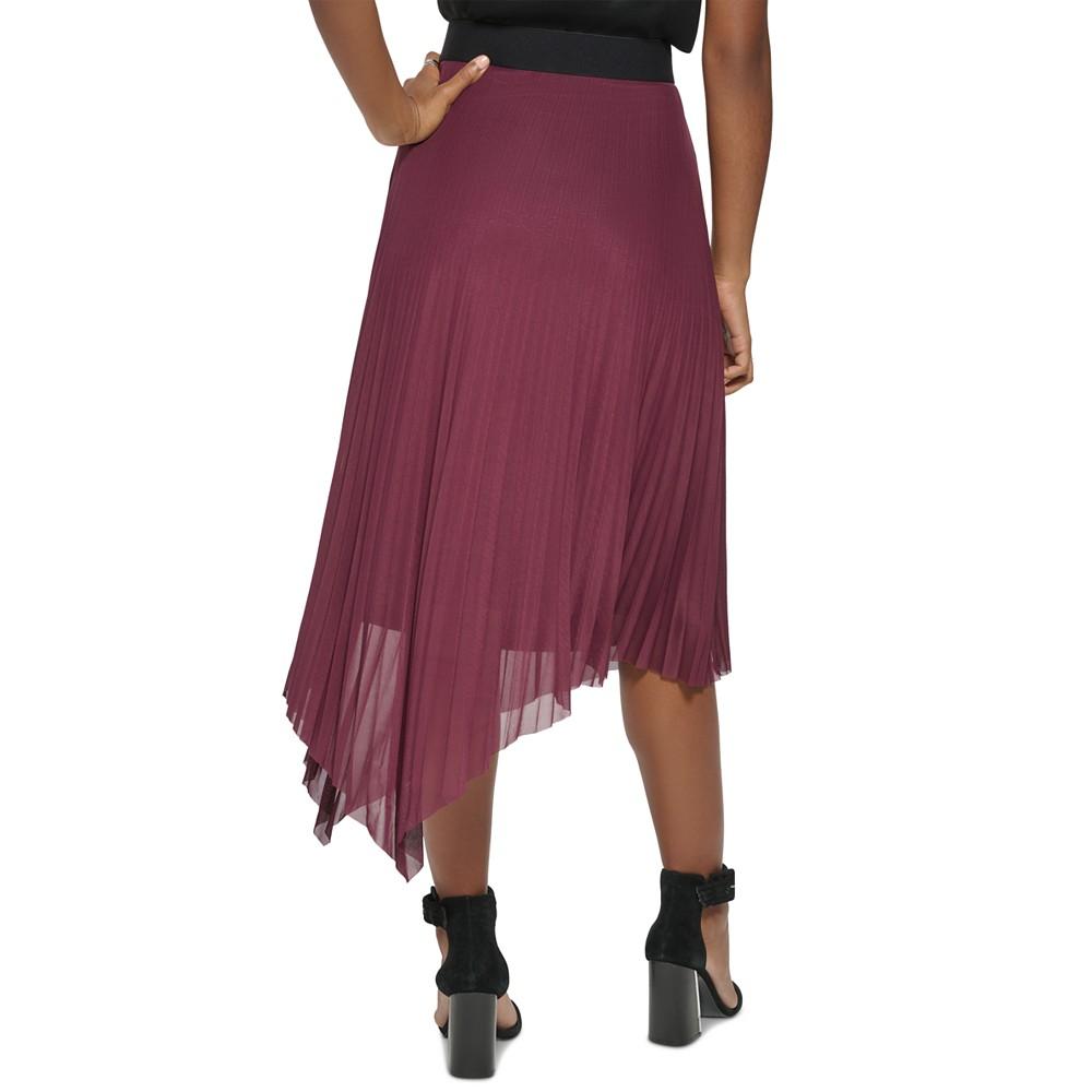 Women's Asymmetrical Hem Pleated Midi Skirt商品第2张图片规格展示