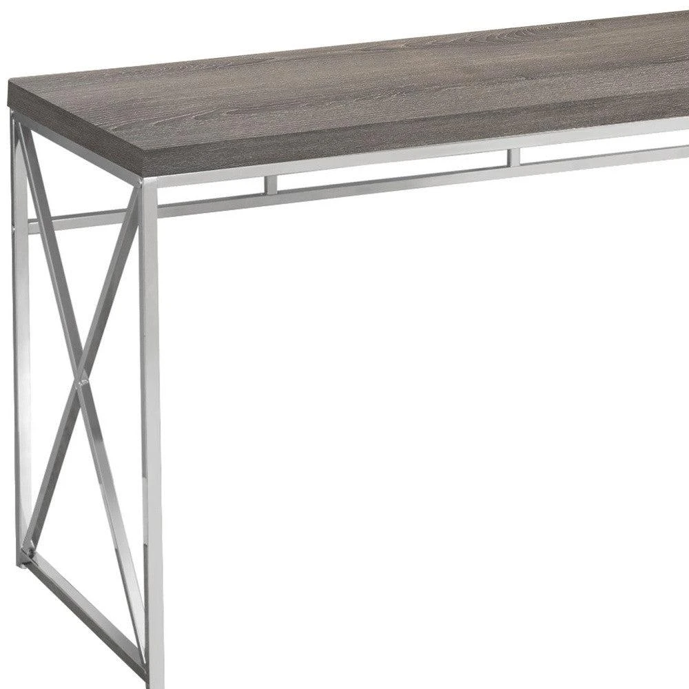 商品Homezia|24" Taupe and Silver Computer Desk,价格¥3479,第3张图片详细描述