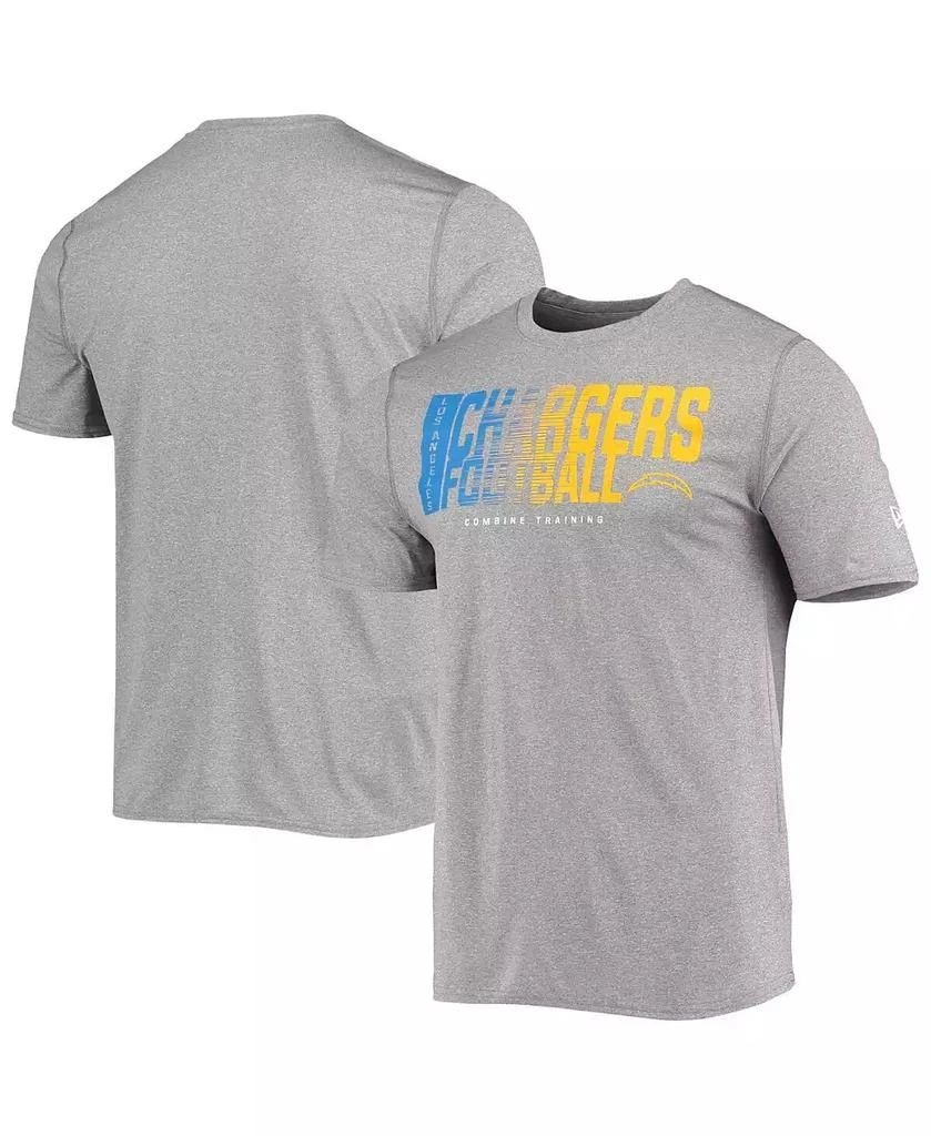 商品New Era|Men's Heathered Gray Los Angeles Chargers Combine Authentic Game On T-shirt,价格¥223,第1张图片
