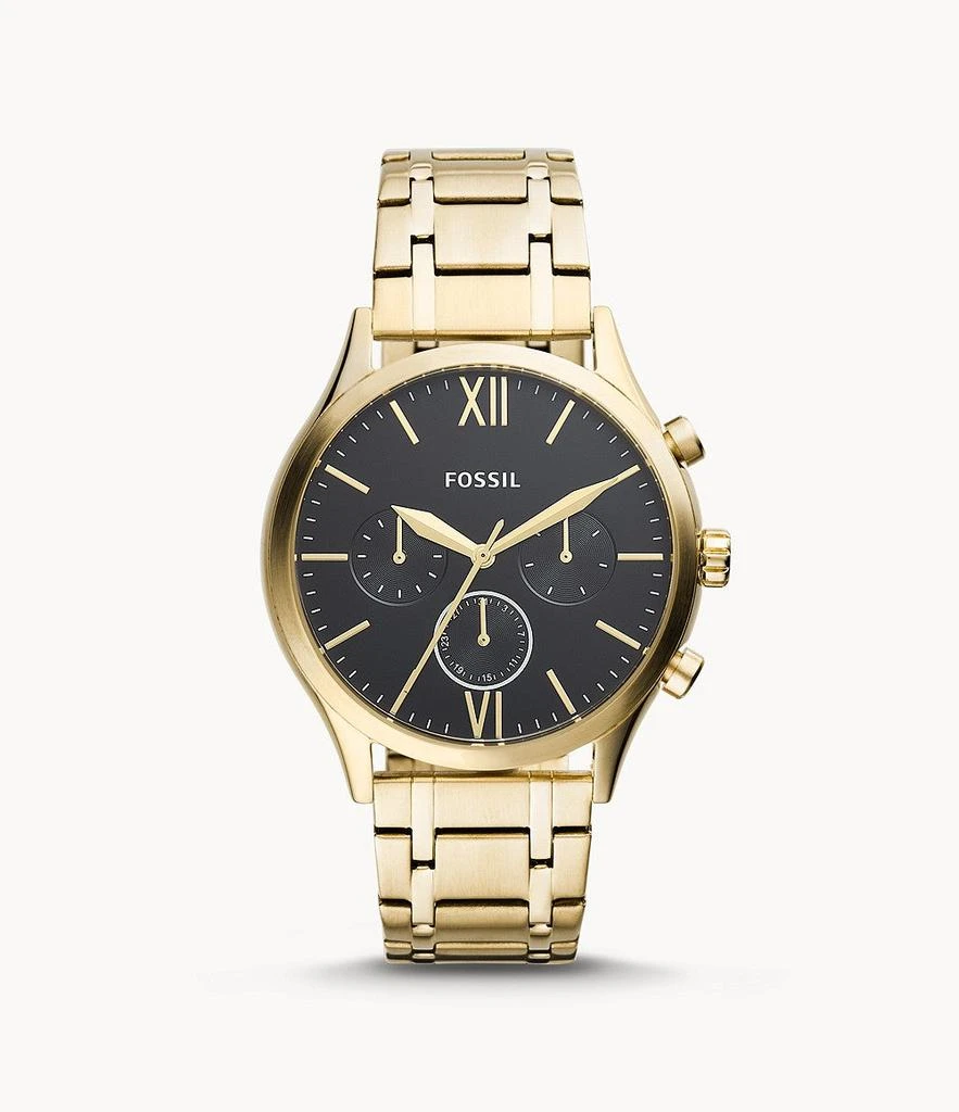 商品Fossil|Men's Fenmore Multifunction, Gold-Tone Stainless Steel Watch,价格¥862,第1张图片