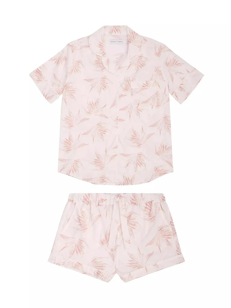 商品Desmond & Dempsey|Deia 2-Piece Cotton Short Pajama Set,价格¥1451,第1张图片