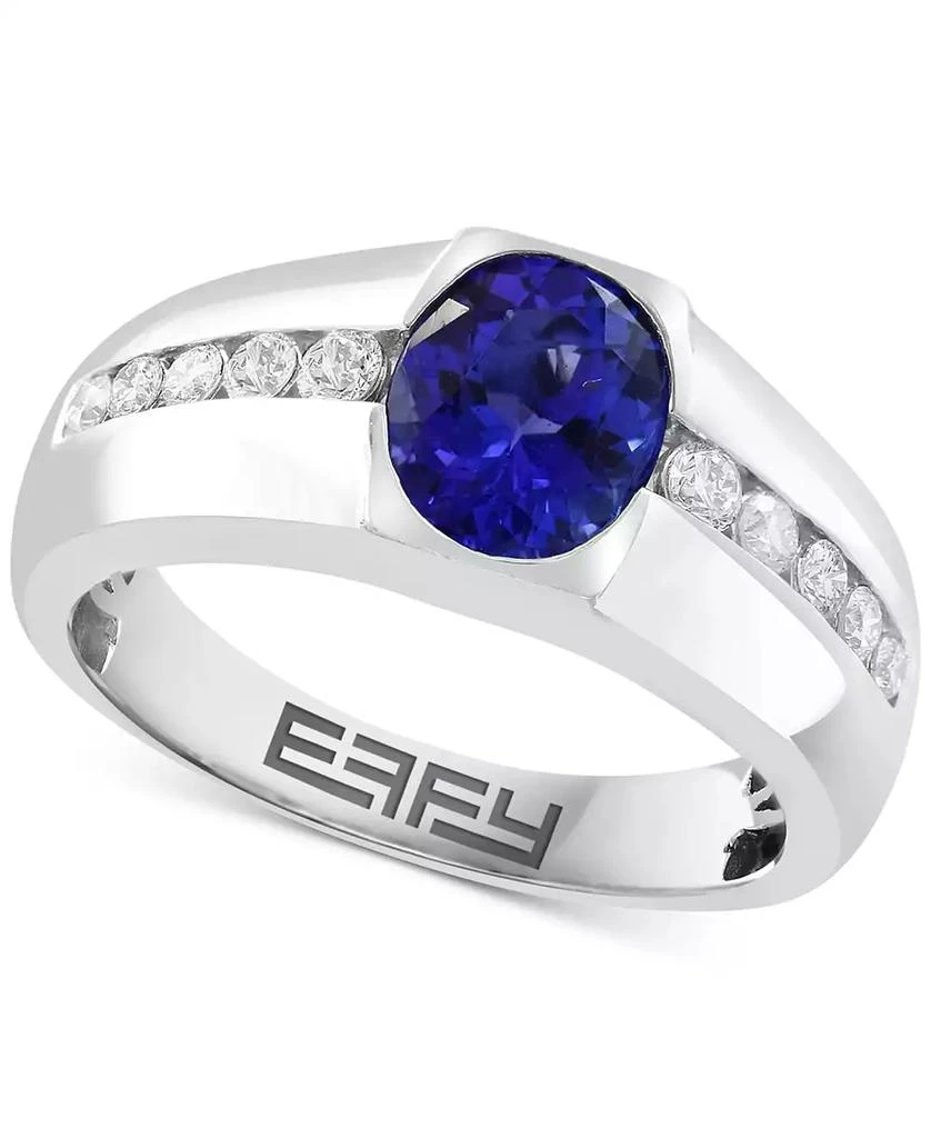 商品Effy|EFFY® Oval Tanzanite & Diamond Ring in 14K White Gold,价格¥18934,第1张图片