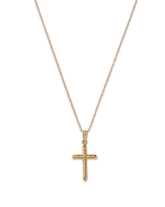 商品Bloomingdale's|Children's Swirl Cross Pendant Necklace in 14K Yellow Gold, 14",价格¥1850,第1张图片