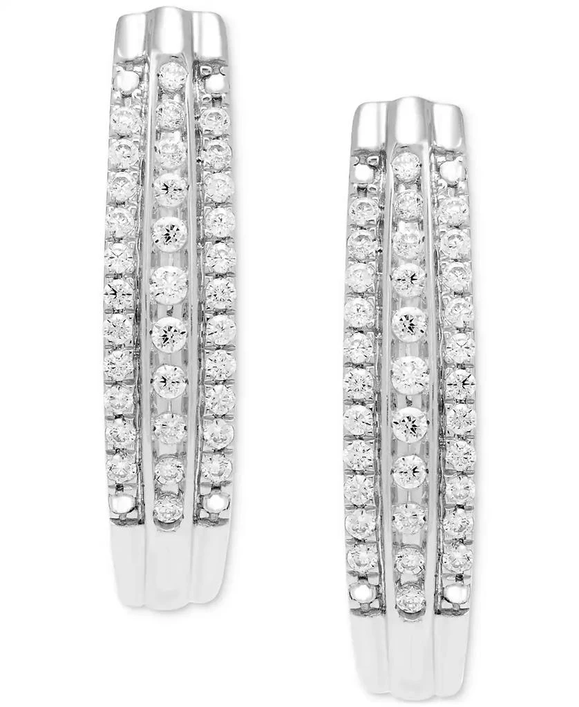 商品Macy's|Diamond Triple Row Oval Hoop Earrings (1/2 ct. t.w.) in 10k White Gold,价格¥6883,第3张图片详细描述