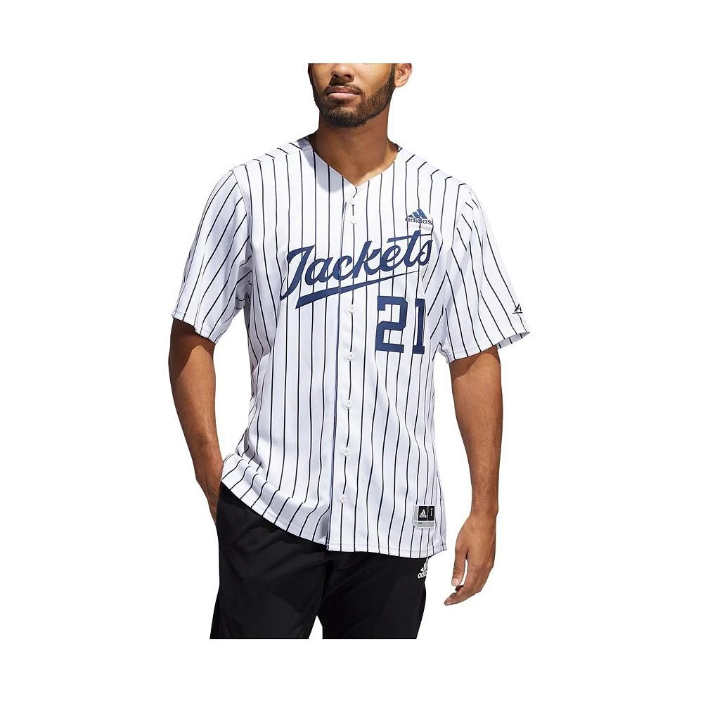 商品Adidas|Men's #21 White Georgia Tech Yellow Jackets Button-Up Baseball Jersey,价格¥601,第1张图片
