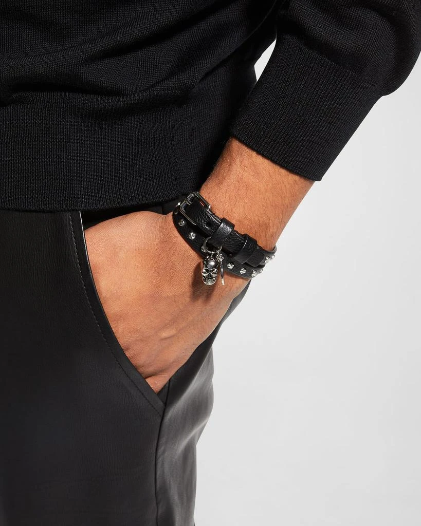 商品Alexander McQueen|Men's Studded Leather Double-Wrap Bracelet,价格¥2400,第2张图片详细描述