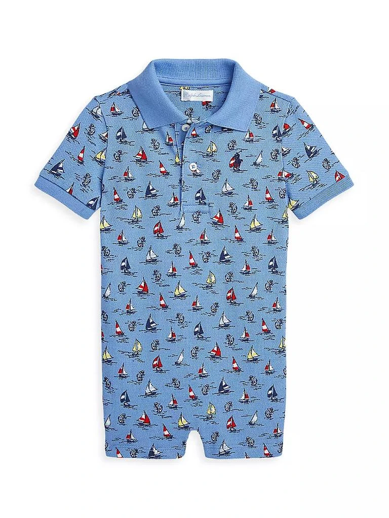 商品Ralph Lauren|Baby Boy's Sailboat Print Polo Romper,价格¥203,第1张图片