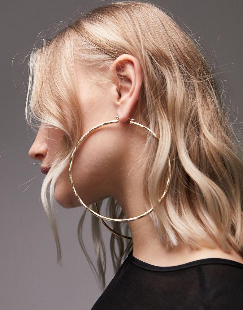 商品Topshop|Topshop large snakechain twist hoops in gold,价格¥110,第1张图片