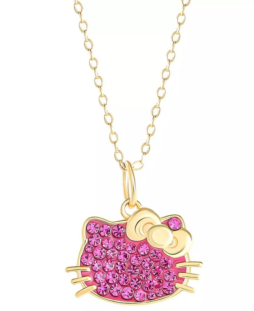 商品Macy's|Hello Kitty Fuchsia Crystal & Enamel Cluster Silhouette 18" Pendant Necklace in 18k Gold-Plated Sterling Silver,价格¥202,第1张图片