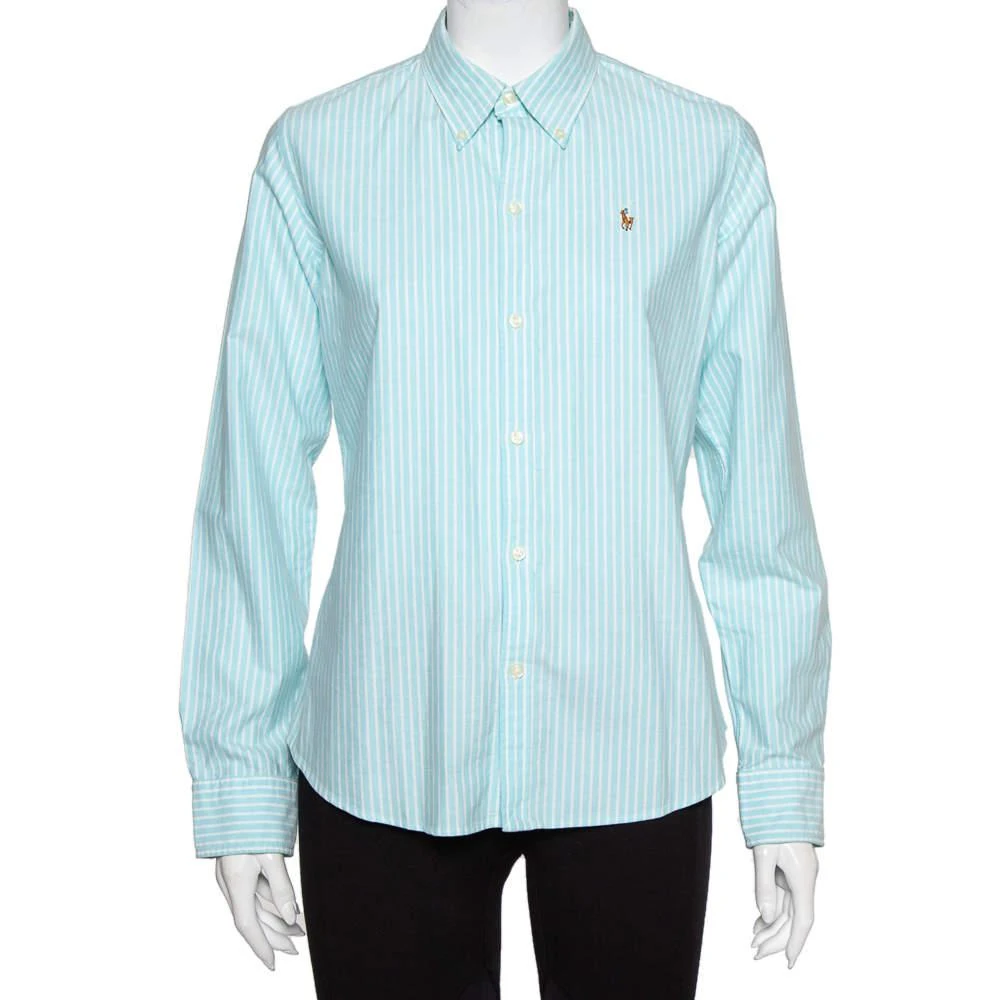 商品[二手商品] Ralph Lauren|Ralph Lauren Blue Striped Cotton Button Front Slim Fit Shirt L,价格¥796,第1张图片