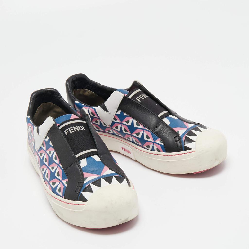 Fendi Multicolor Bug Eye Print Leather Slip On Sneakers Size 38商品第4张图片规格展示