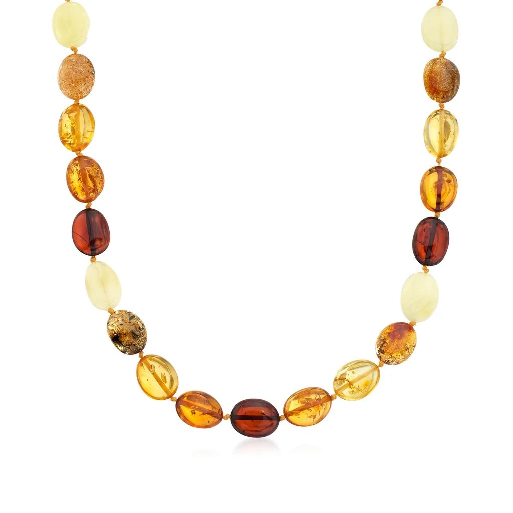 商品 Ross-Simons 11-13mm Multicolored Amber Bead Necklace With Sterling Silver 图
