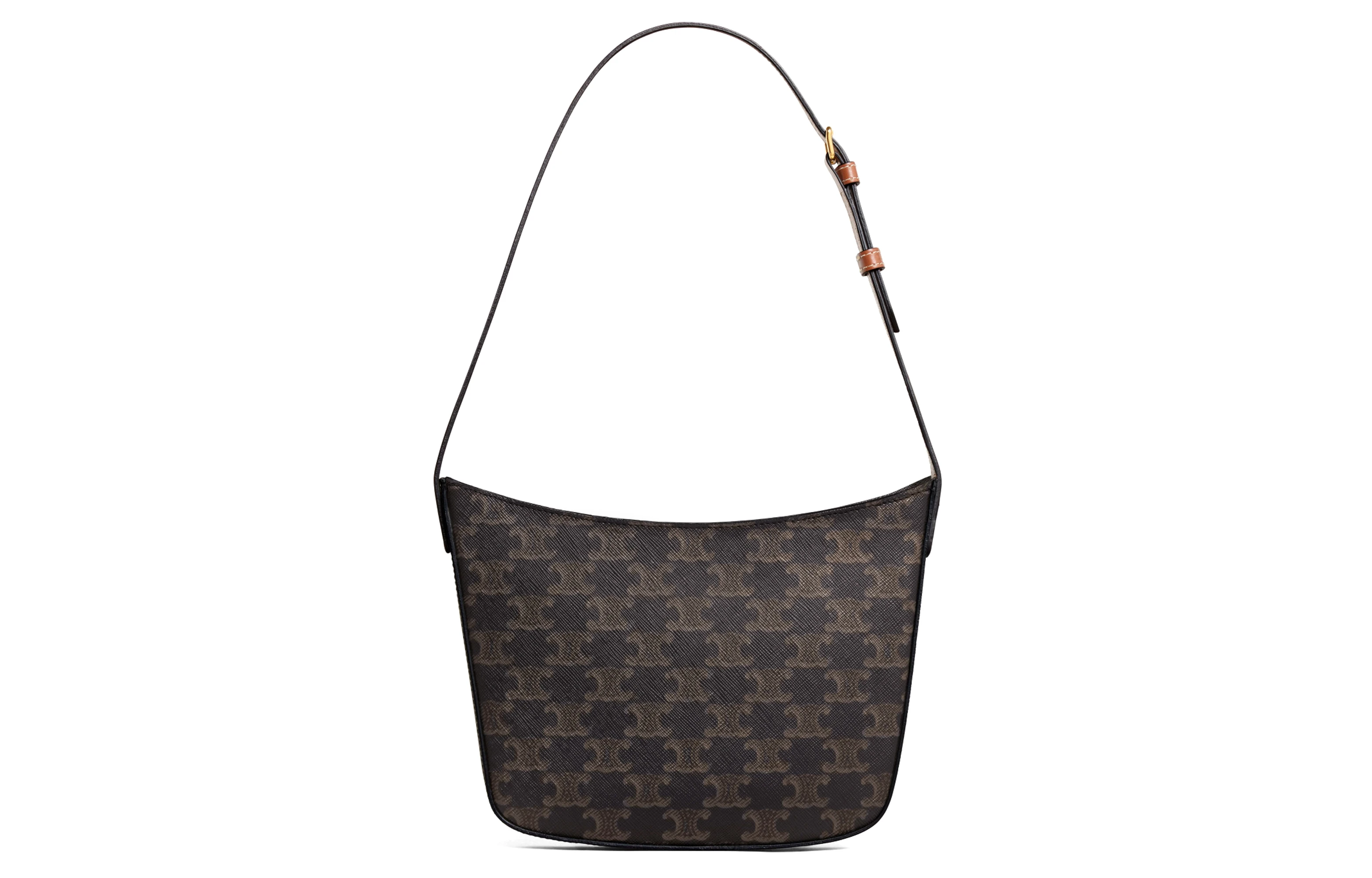 商品[国内直发] Celine|赛琳 Croque 老花满印拉链开合 牛皮革 手提单肩包 中号 女款 黄褐色,价格¥8488,第3张图片详细描述