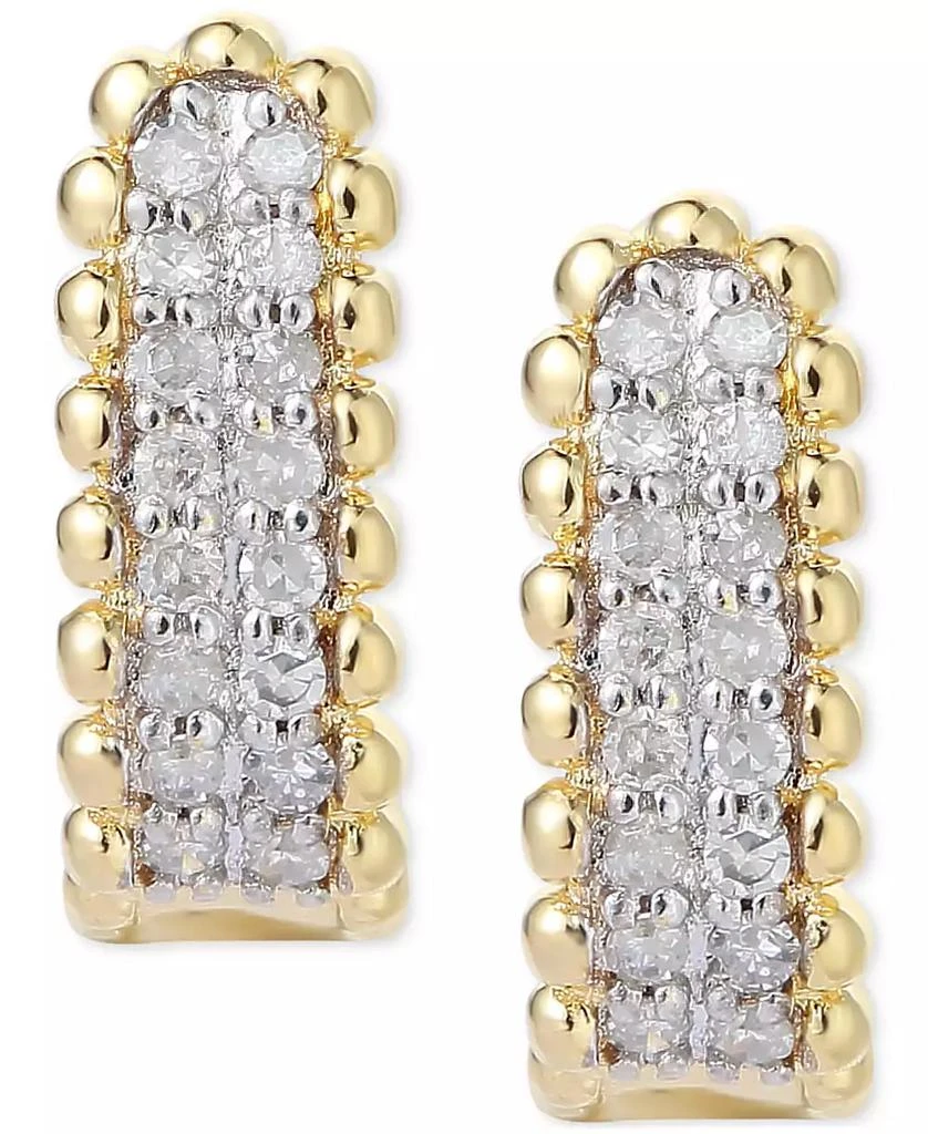 商品Macy's|Diamond Bead Leverback Hoop Earrings (1/6 ct. t.w.) in Sterling Silver or 14k Gold-Plated Sterling Silver,价格¥2967,第3张图片详细描述