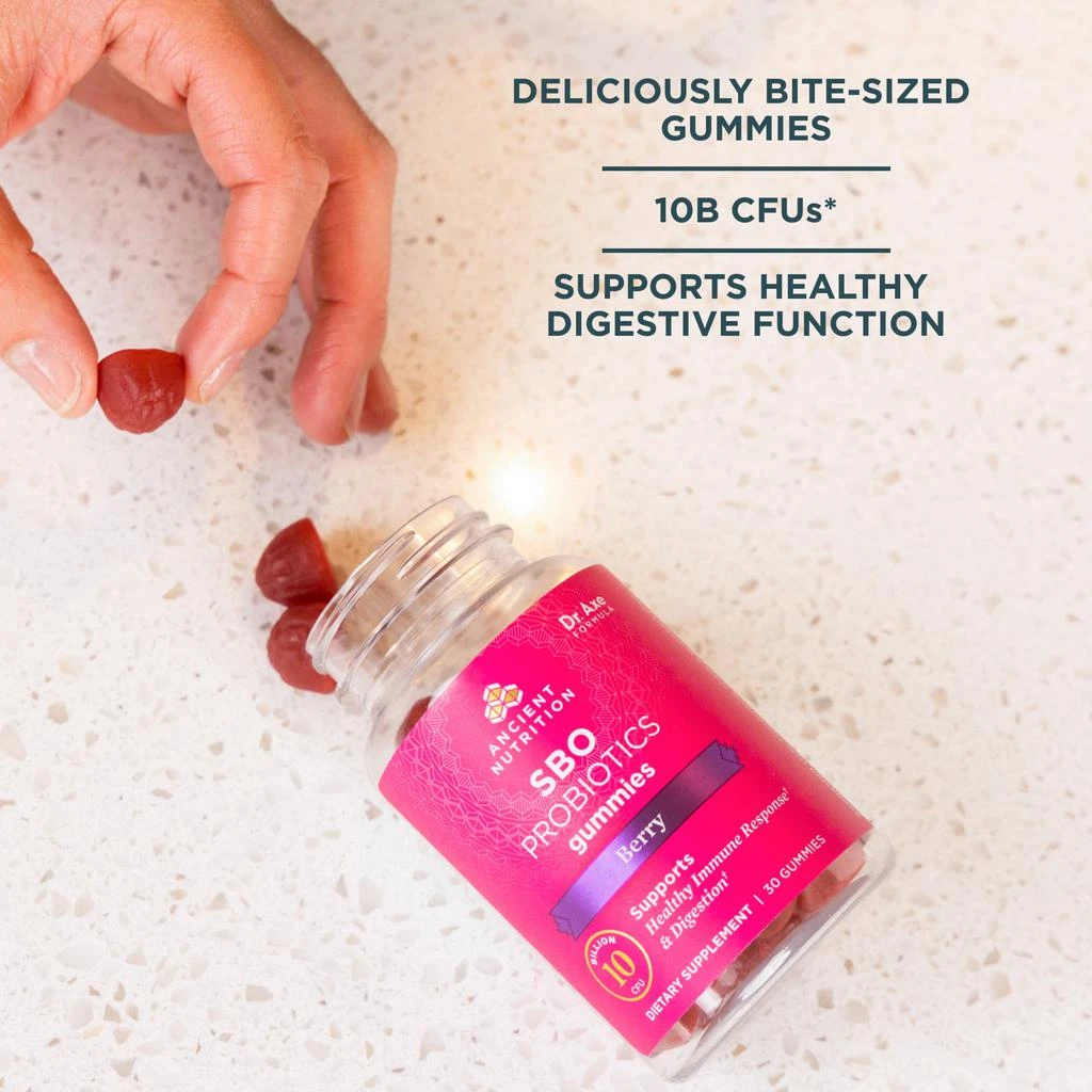 商品Ancient Nutrition|SBO Probiotics | Gummies Berry (30 Gummies),价格¥151,第5张图片详细描述