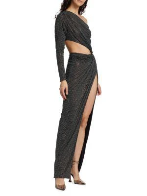 商品Ronny Kobo|Lorinna Metallic Cut Out Slit Gown,价格¥2212,第3张图片详细描述