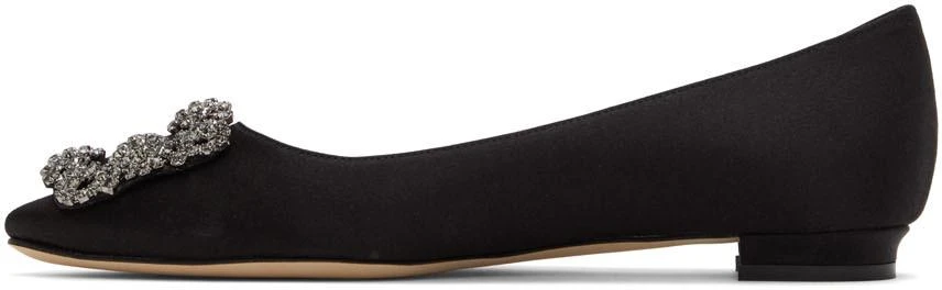 商品Manolo Blahnik|Black Satin Hangisi Ballerina Flats,价格¥4871,第3张图片详细描述