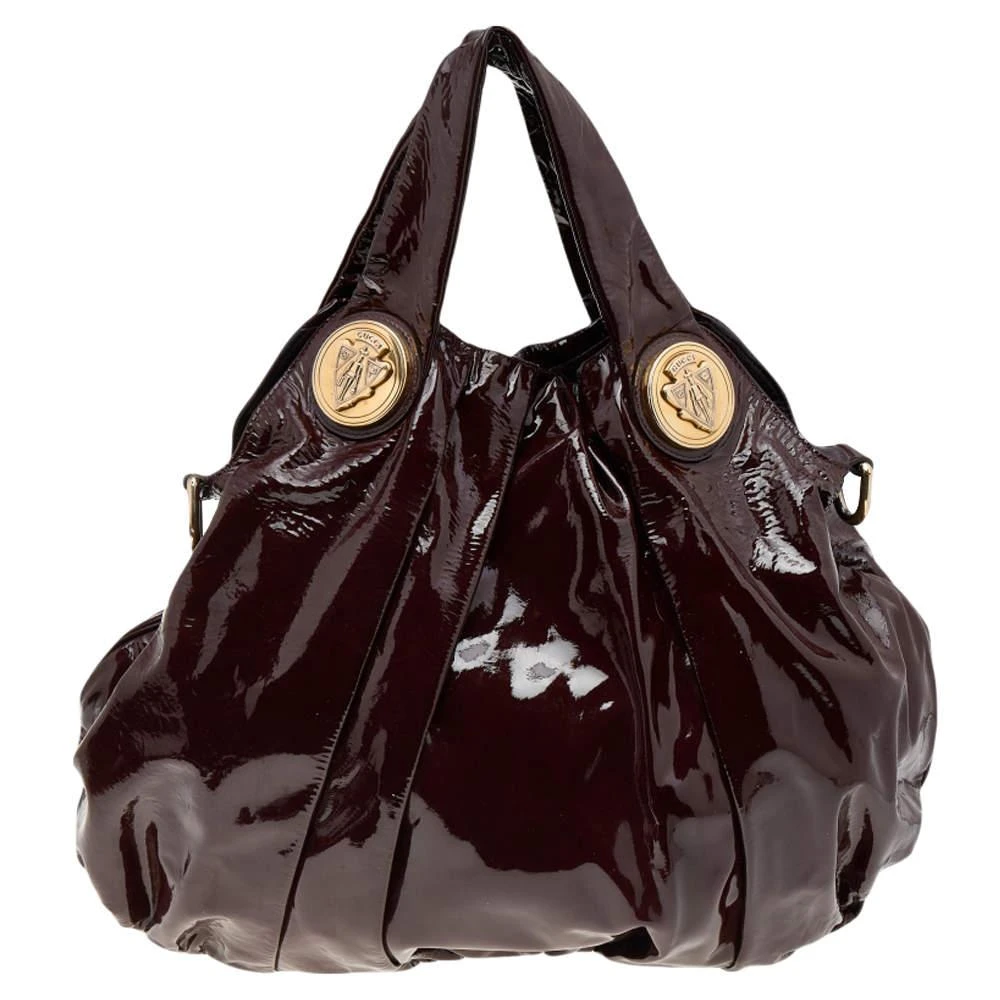 商品[二手商品] Gucci|Gucci Burgundy Patent Leather Large Hysteria Tote,价格¥7146,第4张图片详细描述