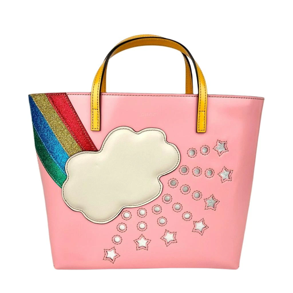 商品Gucci|Gucci Women's Children's Pink Leather Tote Bag With Rainbow Cloud Detail 581877 5562,价格¥7184,第1张图片