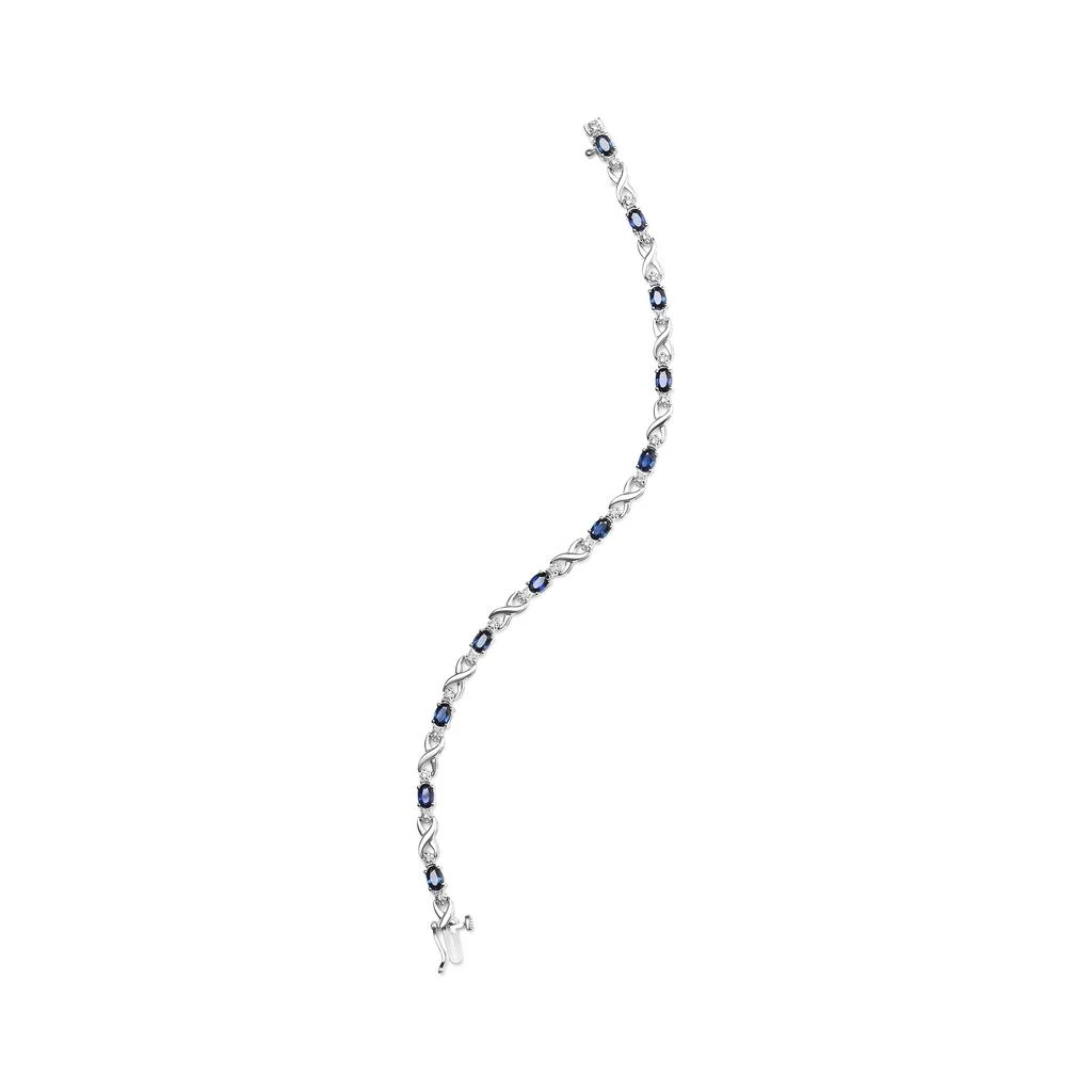 商品Haus of Brilliance|10K White Gold 5x4mm Oval Sapphire Gemstone and 1/10 Cttw Diamond Prong Set "X" Link Bracelet,价格¥31840,第4张图片详细描述