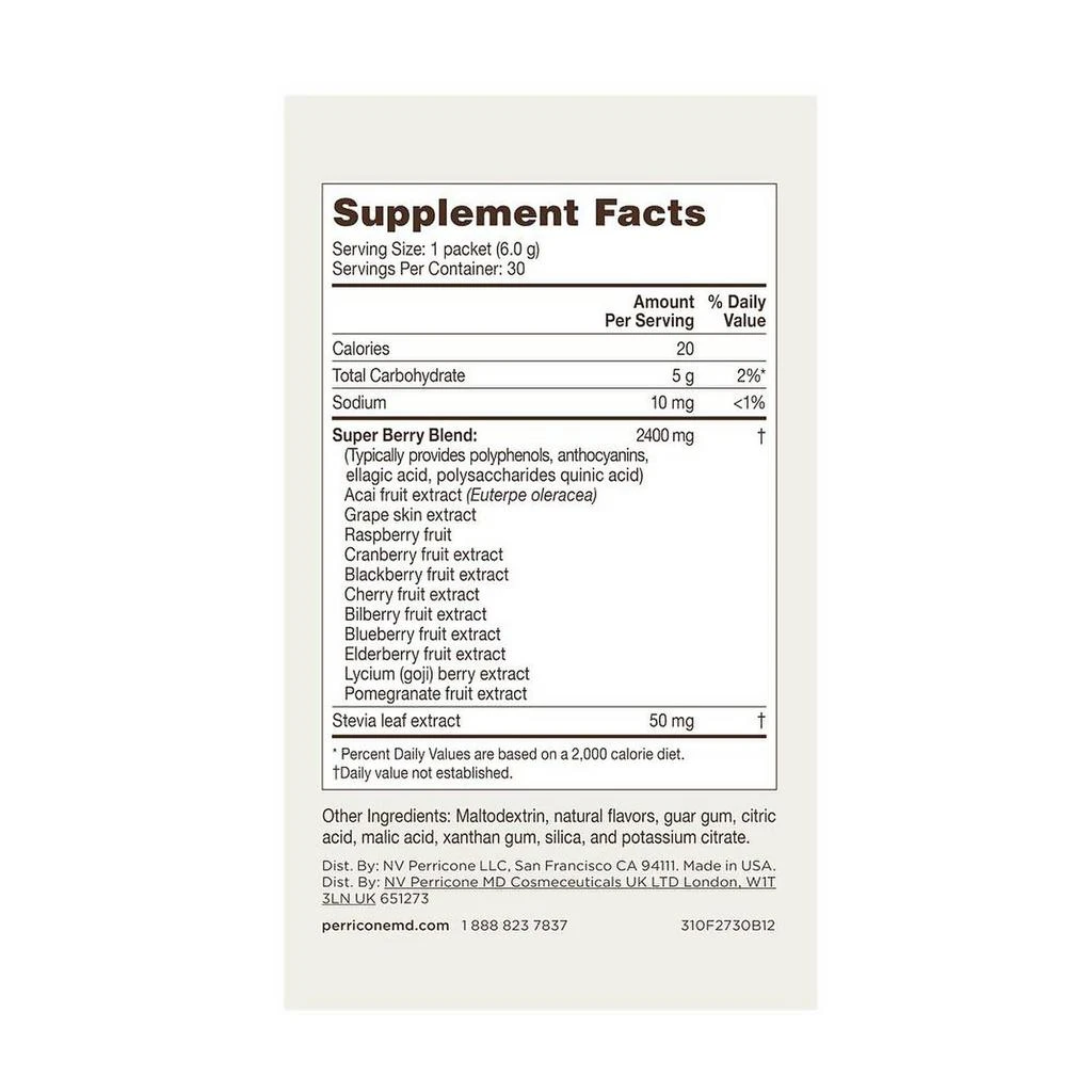 商品Perricone MD|含巴西莓的11种水果混合果粉+超级绿色食物营养补充剂,价格¥892,第3张图片详细描述