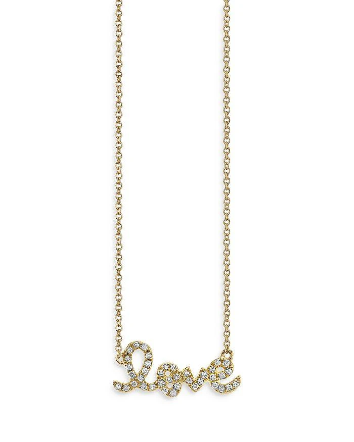 商品Sydney Evan|14K Yellow Gold Diamond Love Script Pendant Necklace, 18",价格¥8168,第1张图片详细描述