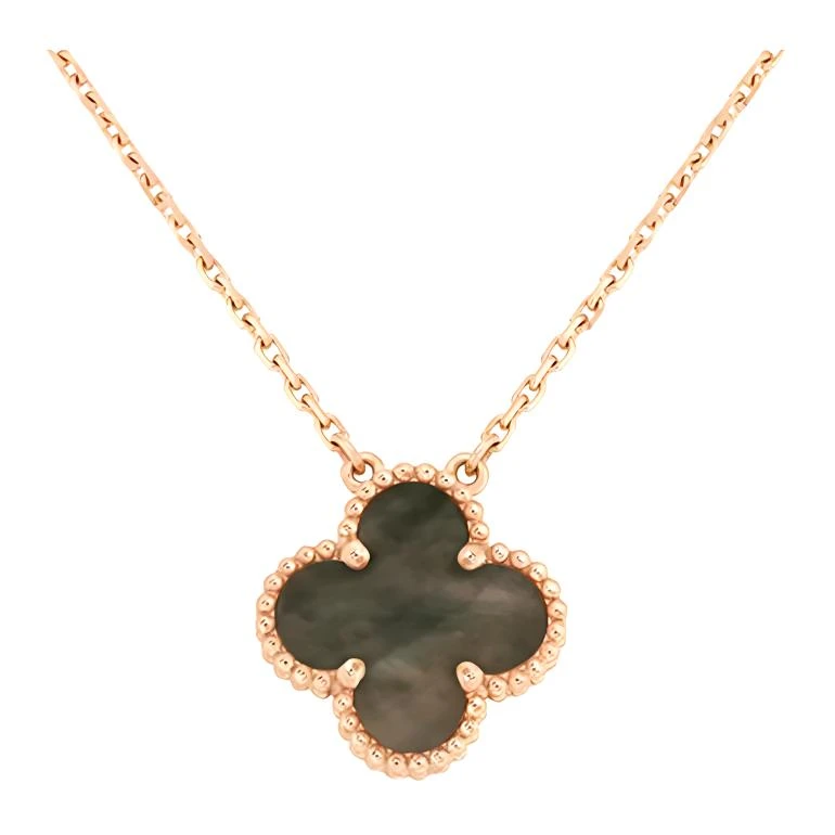 商品[国内直发] Van Cleef & Arpels|梵克雅宝 Alhambra四叶幸运系列 四叶草精致 18k白金 项链 女款 玫瑰金色,价格¥25147,第1张图片