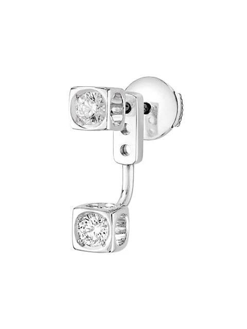 商品Dinh Van|Le Cube Diamant 18K White Gold & Diamond Single Earring,价格¥13055,第1张图片