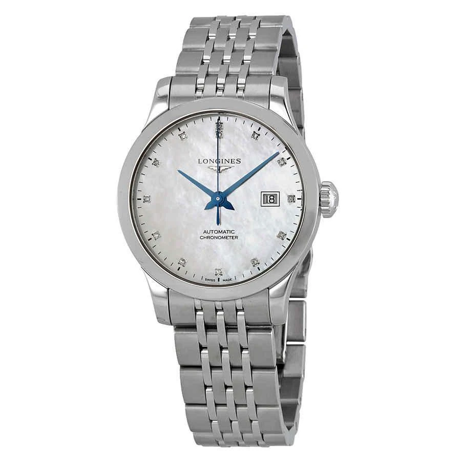 商品Longines|Record Automatic Chronometer Diamond White Mother of Pearl Dial Ladies Watch L2.321.4.87.6,价格¥12942,第1张图片