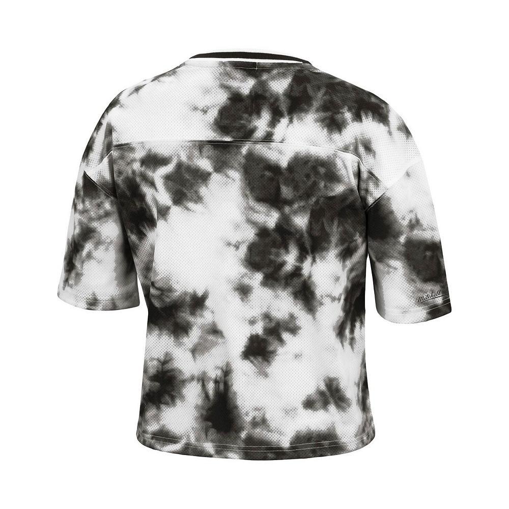 商品Mitchell and Ness|Women's Black and White Chicago Bulls Hardwood Classics Tie-Dye Cropped T-shirt,价格¥510,第4张图片详细描述