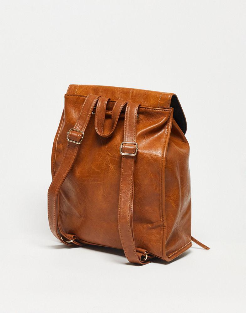 商品ASOS|ASOS DESIGN soft backpack with zip front pocket in tan,价格¥195,第4张图片详细描述