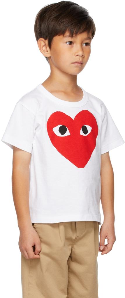 Kids White & Red Big Heart T-Shirt商品第3张图片规格展示