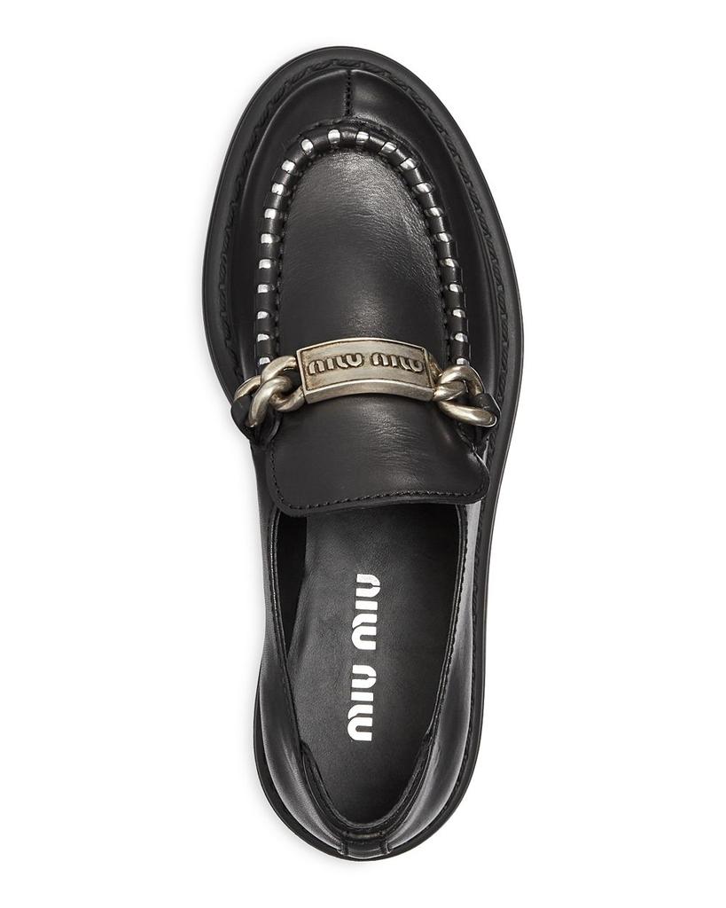 Miu Miu Women's Platform Block Heel Loafers商品第3张图片规格展示