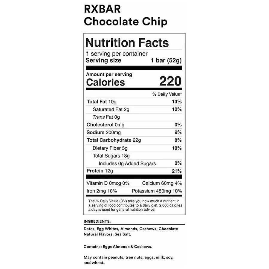 商品RXBAR|Protein Bar Chocolate Chip,价格¥29,第3张图片详细描述