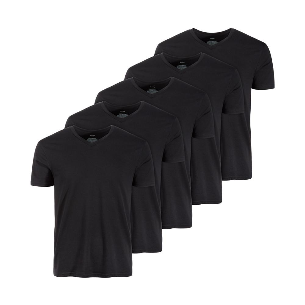 Men's 5-Pk. Moisture-Wicking Solid V-Neck T-Shirts, Created for Macy's商品第1张图片规格展示