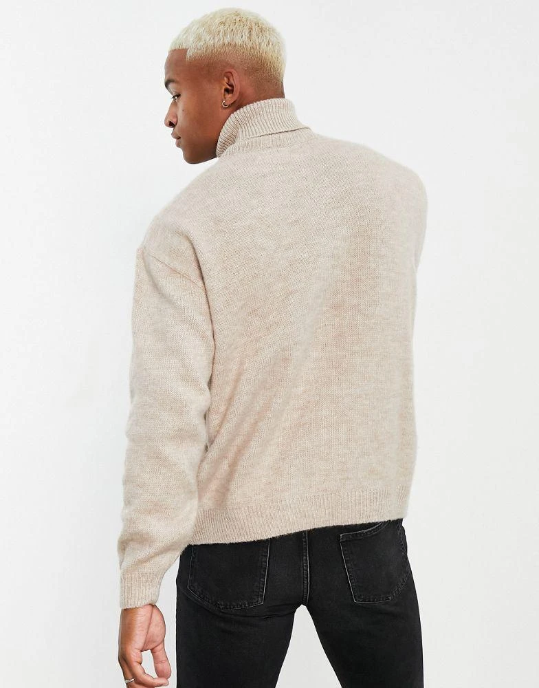 商品ASOS|ASOS DESIGN fluffy knitted roll neck jumper in beige,价格¥213,第4张图片详细描述