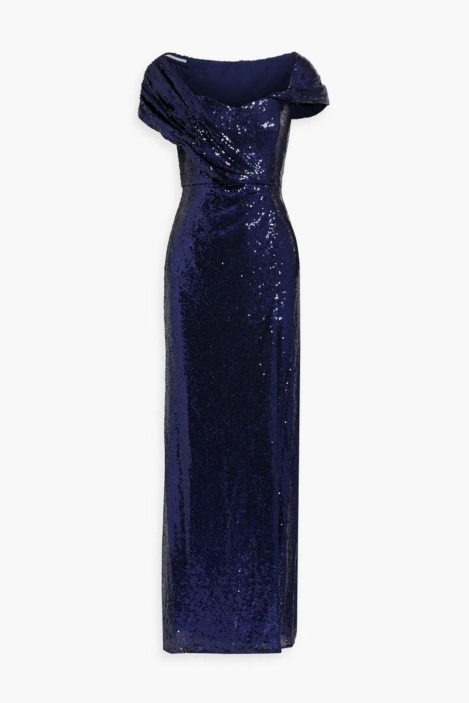 商品Badgley Mischka|Draped sequined mesh gown,价格¥983,第1张图片