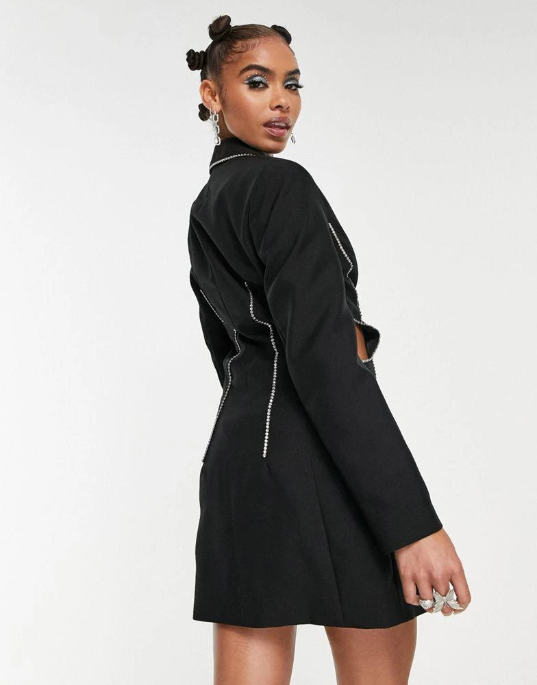商品AsYou|ASYOU cut out diamante trim blazer dress in black,价格¥222,第2张图片详细描述