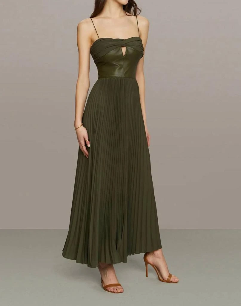 商品AMUR|Linda Leather Combo Dress In Kalamata Green,价格¥3334,第1张图片