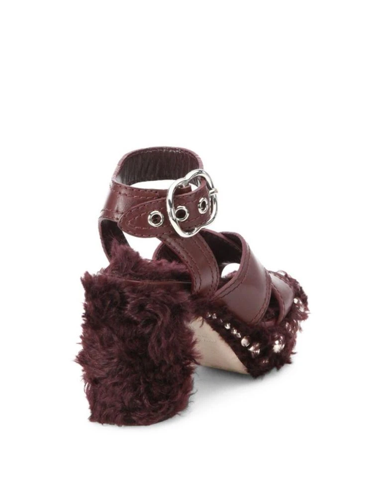 商品Miu Miu|Studded Shearling & Leather Sandals,价格¥2848,第2张图片详细描述