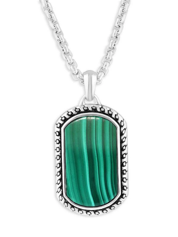 商品Effy|Malachite & Sterling Silver Pendant Necklace/22",价格¥2567,第2张图片详细描述