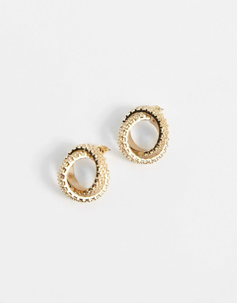 商品River Island|River Island texture crossover stud earrings,价格¥36,第3张图片详细描述